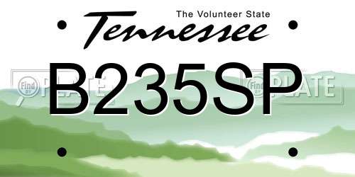B235SP Tennessee License Plate