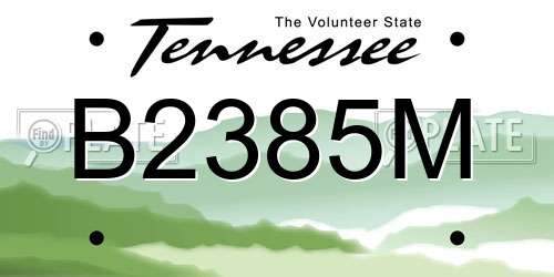 B2385M Tennessee License Plate