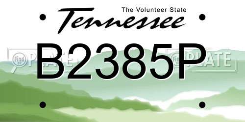 B2385P Tennessee License Plate