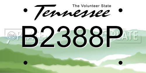 B2388P Tennessee License Plate