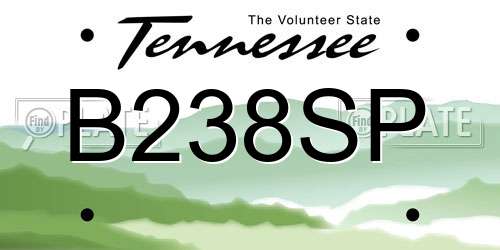 B238SP Tennessee License Plate