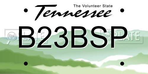 B23BSP Tennessee License Plate