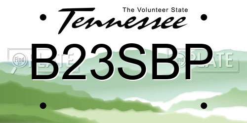 B23SBP Tennessee License Plate