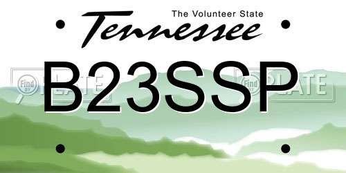 B23SSP Tennessee License Plate
