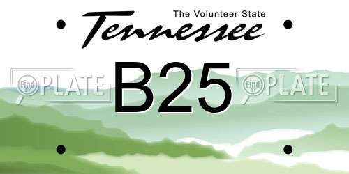 B25 Tennessee License Plate