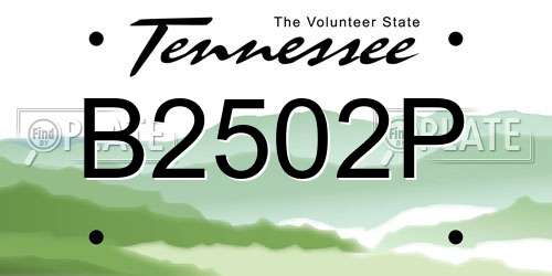 B2502P Tennessee License Plate