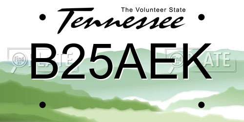 B25AEK Tennessee License Plate