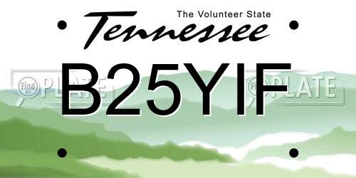 B25YIF Tennessee License Plate
