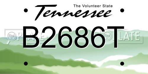 B2686T Tennessee License Plate