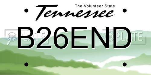 B26END Tennessee License Plate