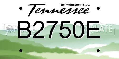 B2750E Tennessee License Plate