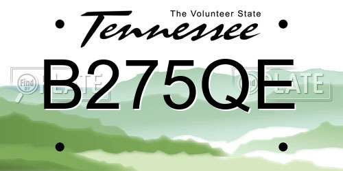 B275QE Tennessee License Plate