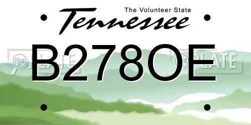 B278OE Tennessee License Plate
