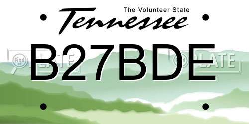 B27BDE Tennessee License Plate