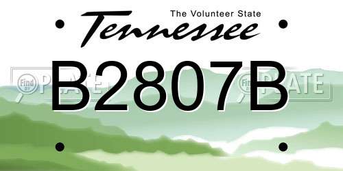 B2807B Tennessee License Plate