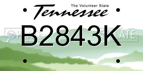 B2843K Tennessee License Plate