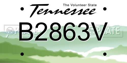 B2863V Tennessee License Plate