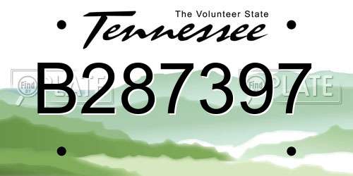 B287397 Tennessee License Plate