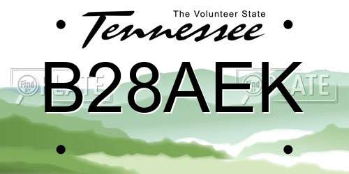B28AEK Tennessee License Plate