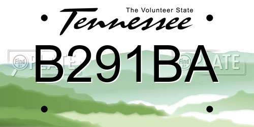 B291BA Tennessee License Plate
