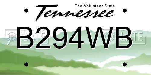 B294WB Tennessee License Plate