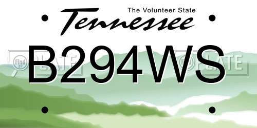 B294WS Tennessee License Plate