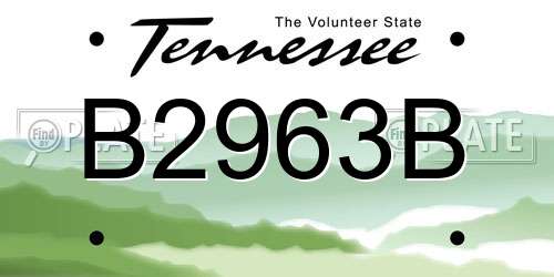 B2963B Tennessee License Plate