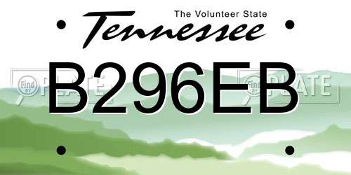 B296EB Tennessee License Plate