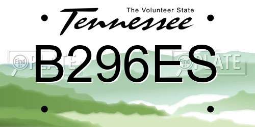 B296ES Tennessee License Plate