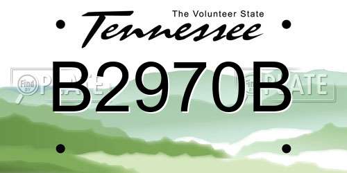 B2970B Tennessee License Plate