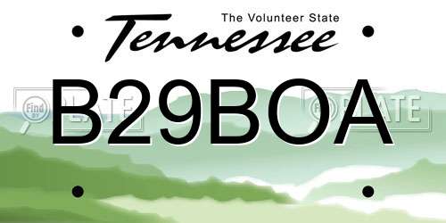 B29BOA Tennessee License Plate