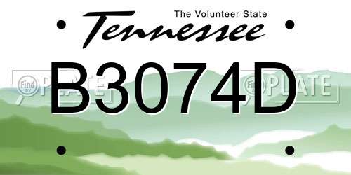 B3074D Tennessee License Plate
