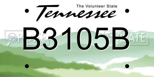 B3105B Tennessee License Plate