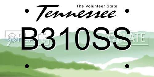 B310SS Tennessee License Plate