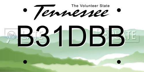 B31DBB Tennessee License Plate