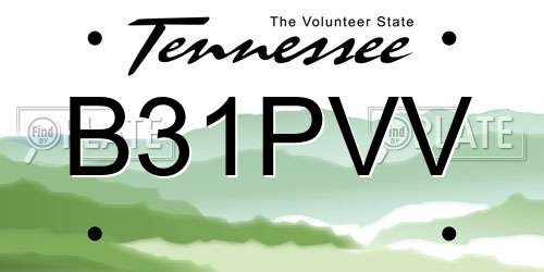 B31PVV Tennessee License Plate