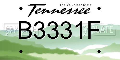 B3331F Tennessee License Plate