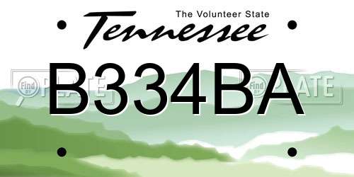 B334BA Tennessee License Plate