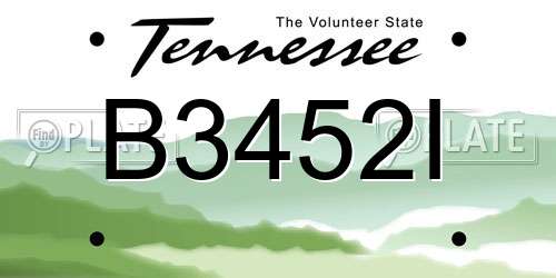 B3452I Tennessee License Plate