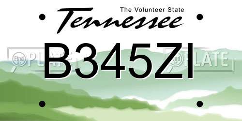 B345ZI Tennessee License Plate
