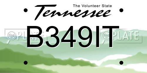 B349IT Tennessee License Plate