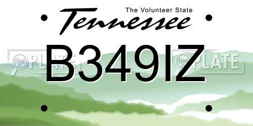 B349IZ Tennessee License Plate