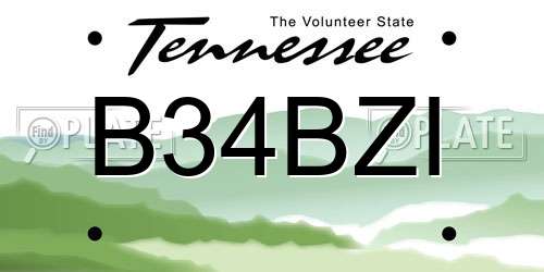 B34BZI Tennessee License Plate