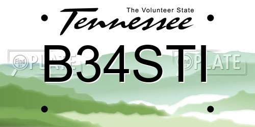 B34STI Tennessee License Plate