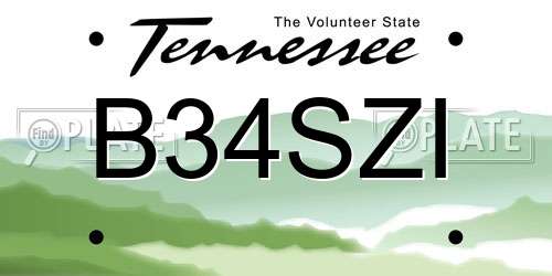 B34SZI Tennessee License Plate