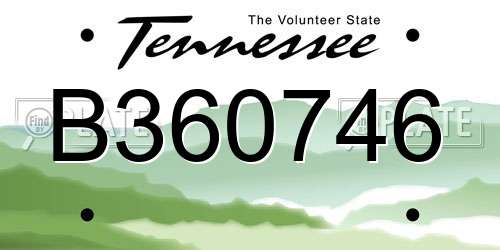 B360746 Tennessee License Plate