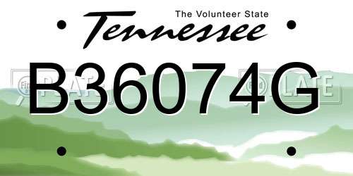 B36074G Tennessee License Plate
