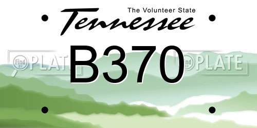 B370 Tennessee License Plate