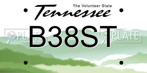 B38ST Tennessee License Plate
