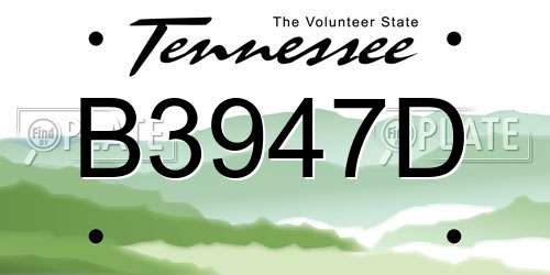 B3947D Tennessee License Plate